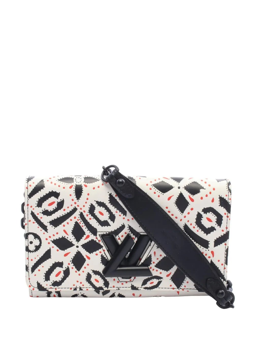 2015 Graphic Print Calfskin Twist Wallet on Chain crossbody bag