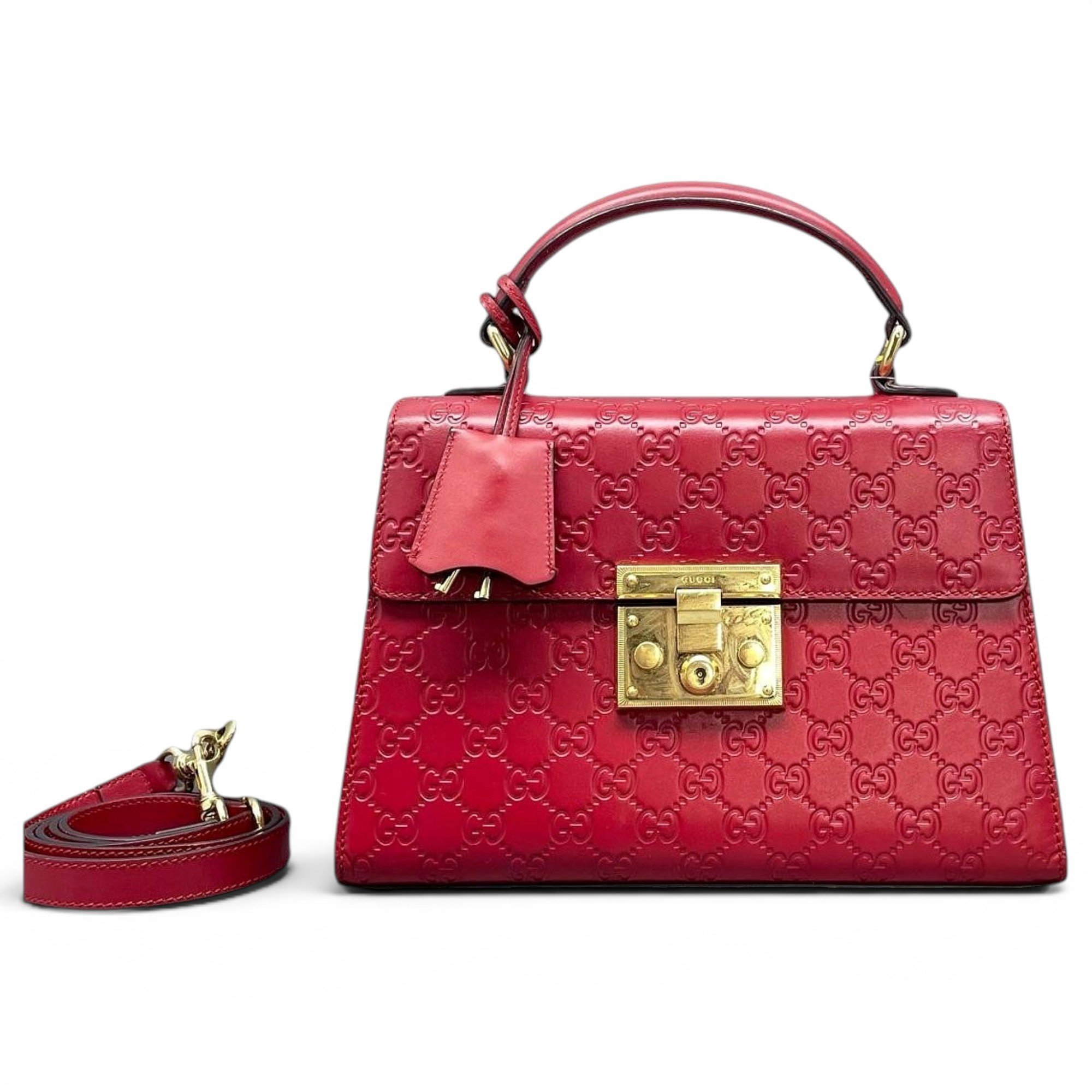 Padlock leather handbag