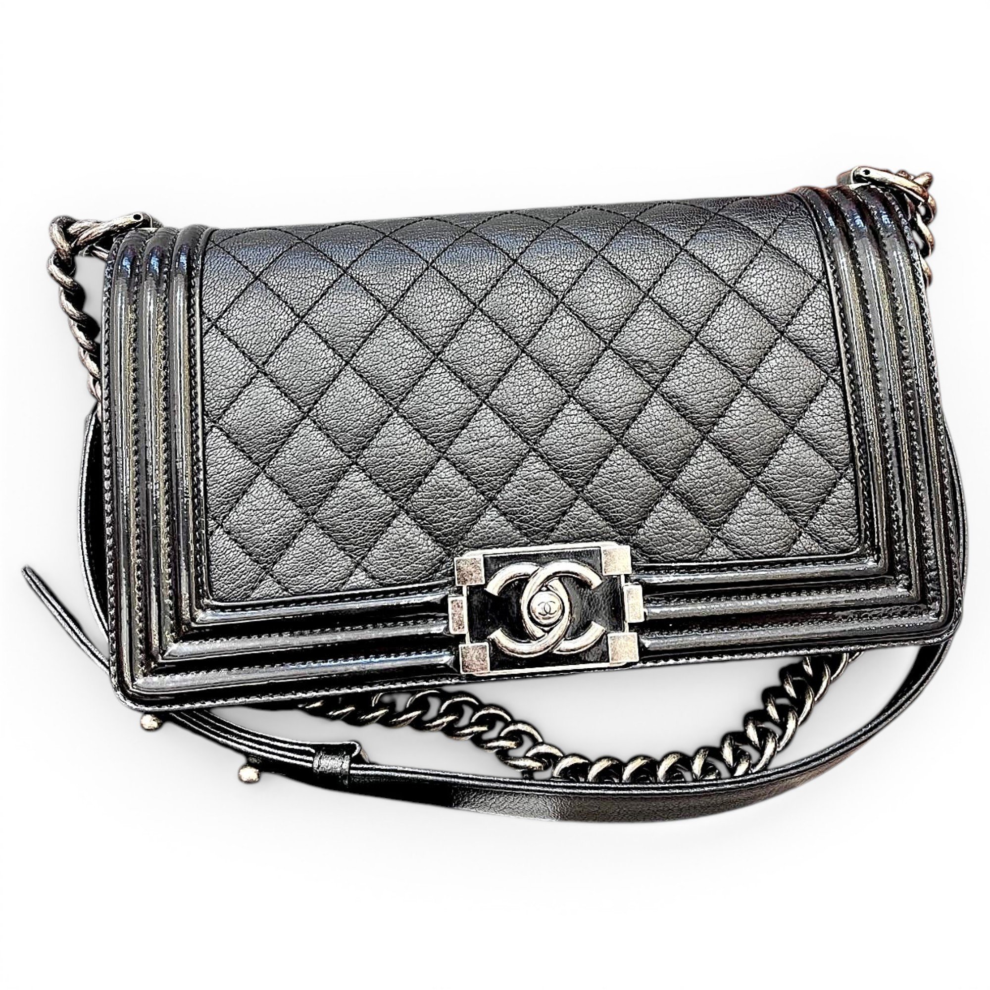 Patent leather handbag