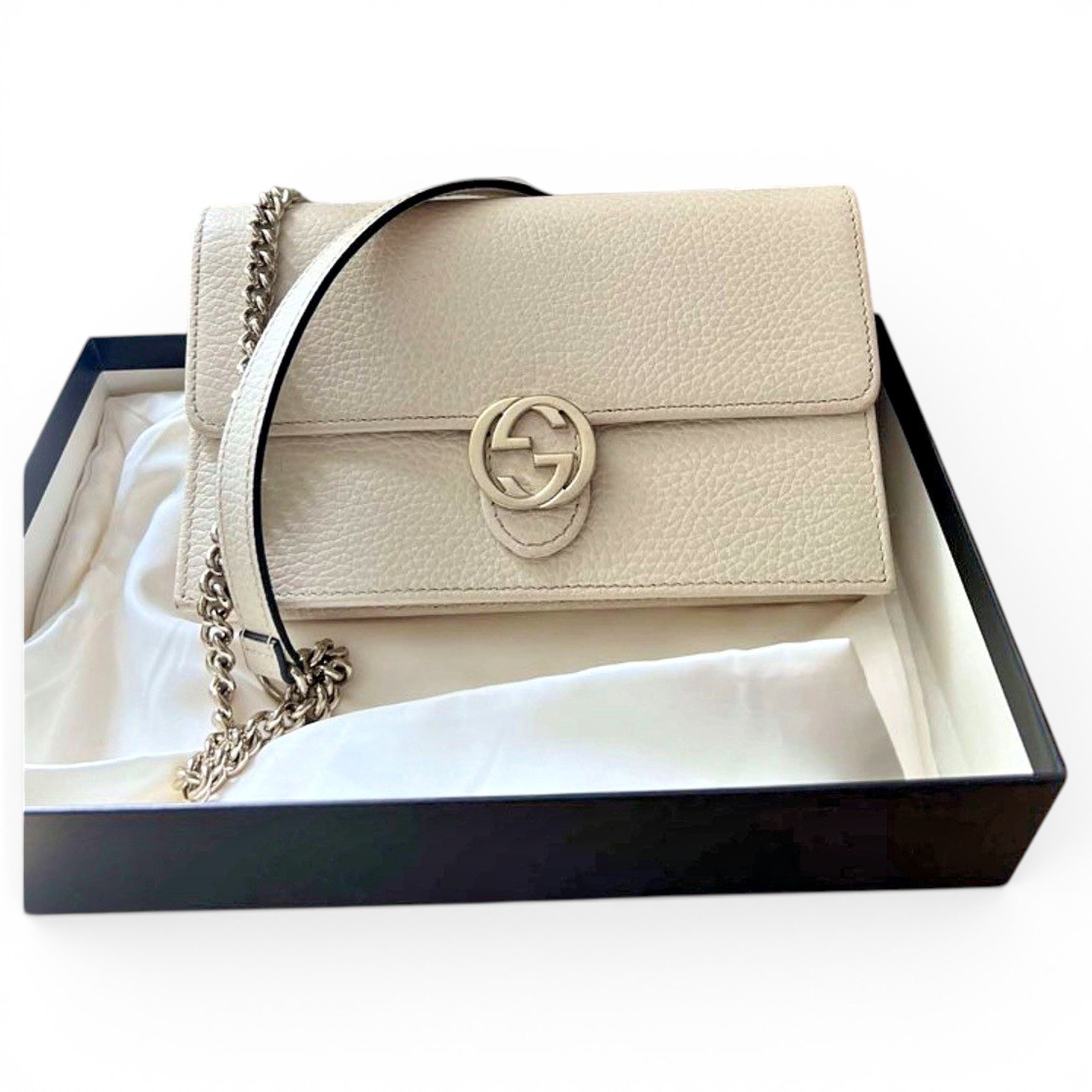 Interlocking leather crossbody bag