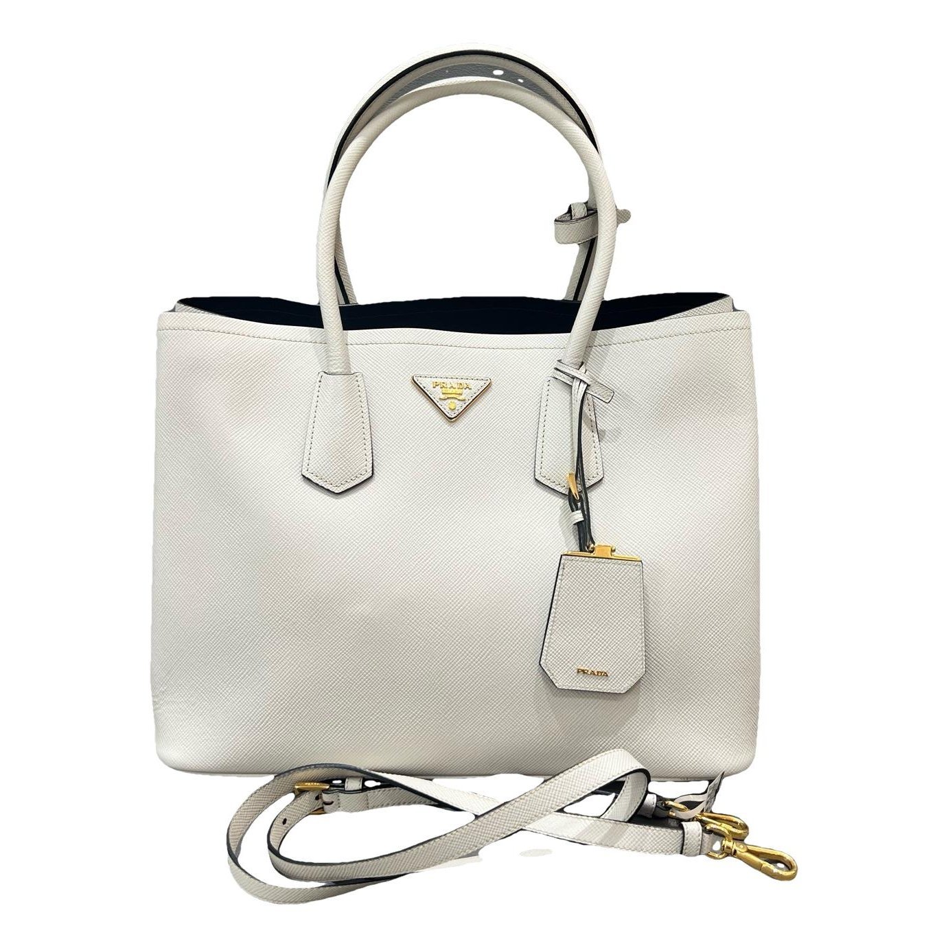 Double leather handbag
