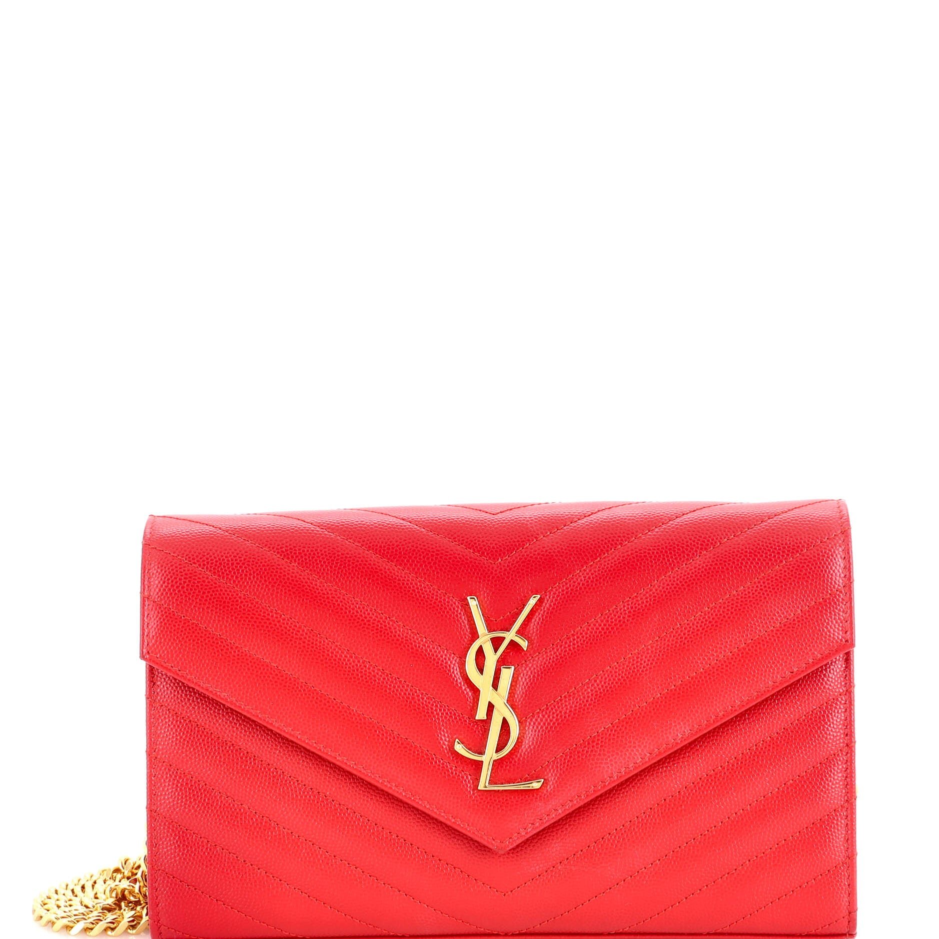 Classic Monogram Wallet on Chain Matelasse Chevron Leather Medium