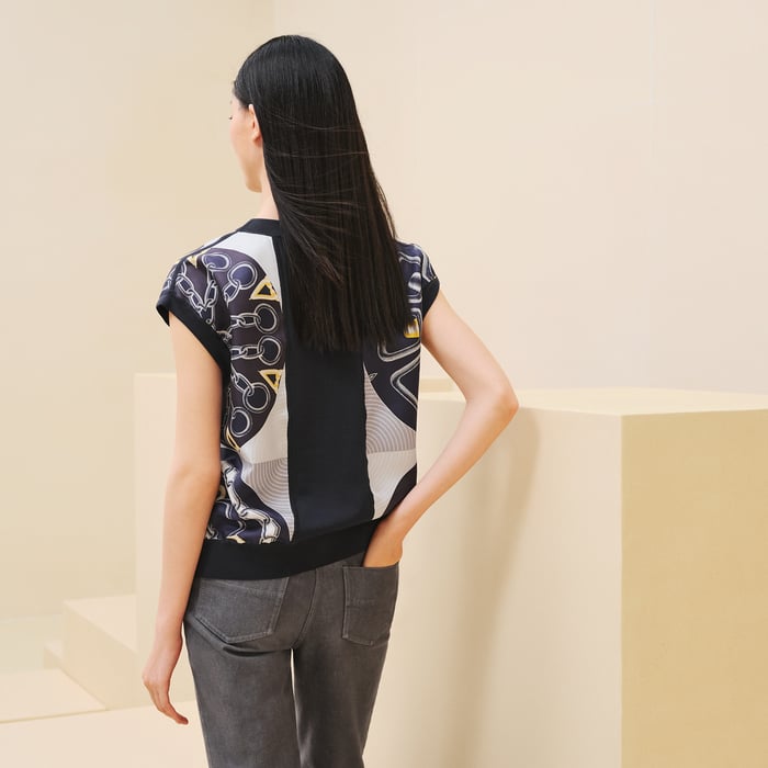 Bleu Noir "Effet Kaleidoscope" Short-sleeve Twillaine Sweater