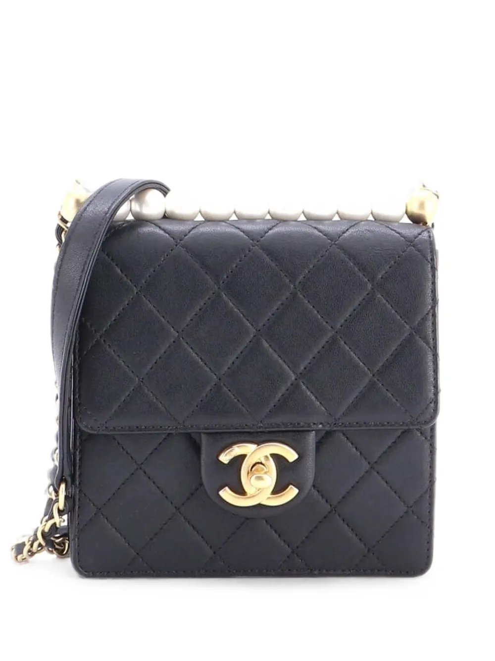 Chic Pearls Flap Bag Quilted Goatskin Mini crossbody bag