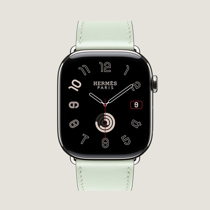 Vert Peppermint Band Apple Watch Hermès Single Tour 46 MM