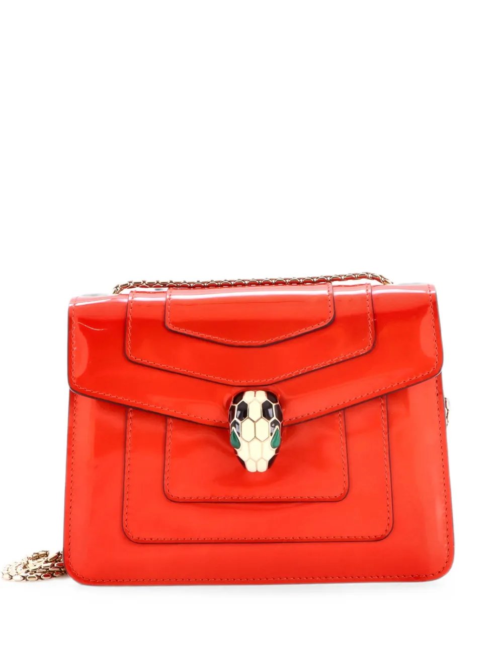 Serpenti Forever Square Metallic Leather Small shoulder bag