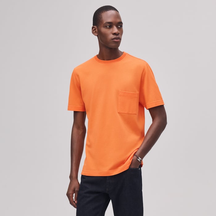 Orange Hermès "H" Embroidered T-shirt