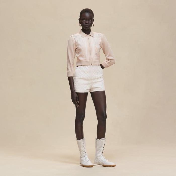 Blanc Perle "Candy Libris Bandana" Zipped Twillaine Jacket