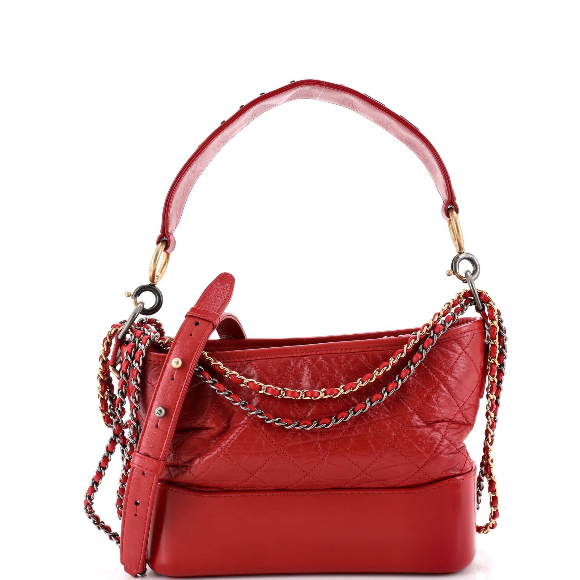 Gabrielle Hobo with Logo Handle Quilted Aged Calfskin Medium
