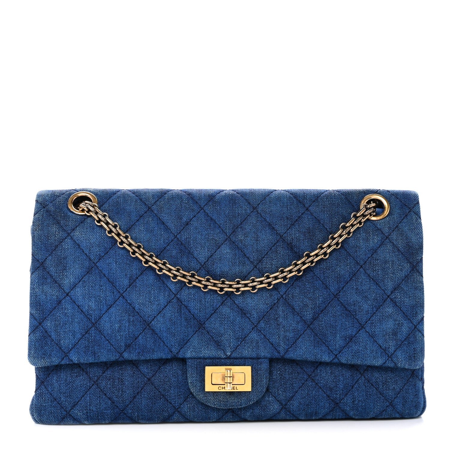 Chanel Denim Quilted 2.55 Reissue 226 Double Flap Blue