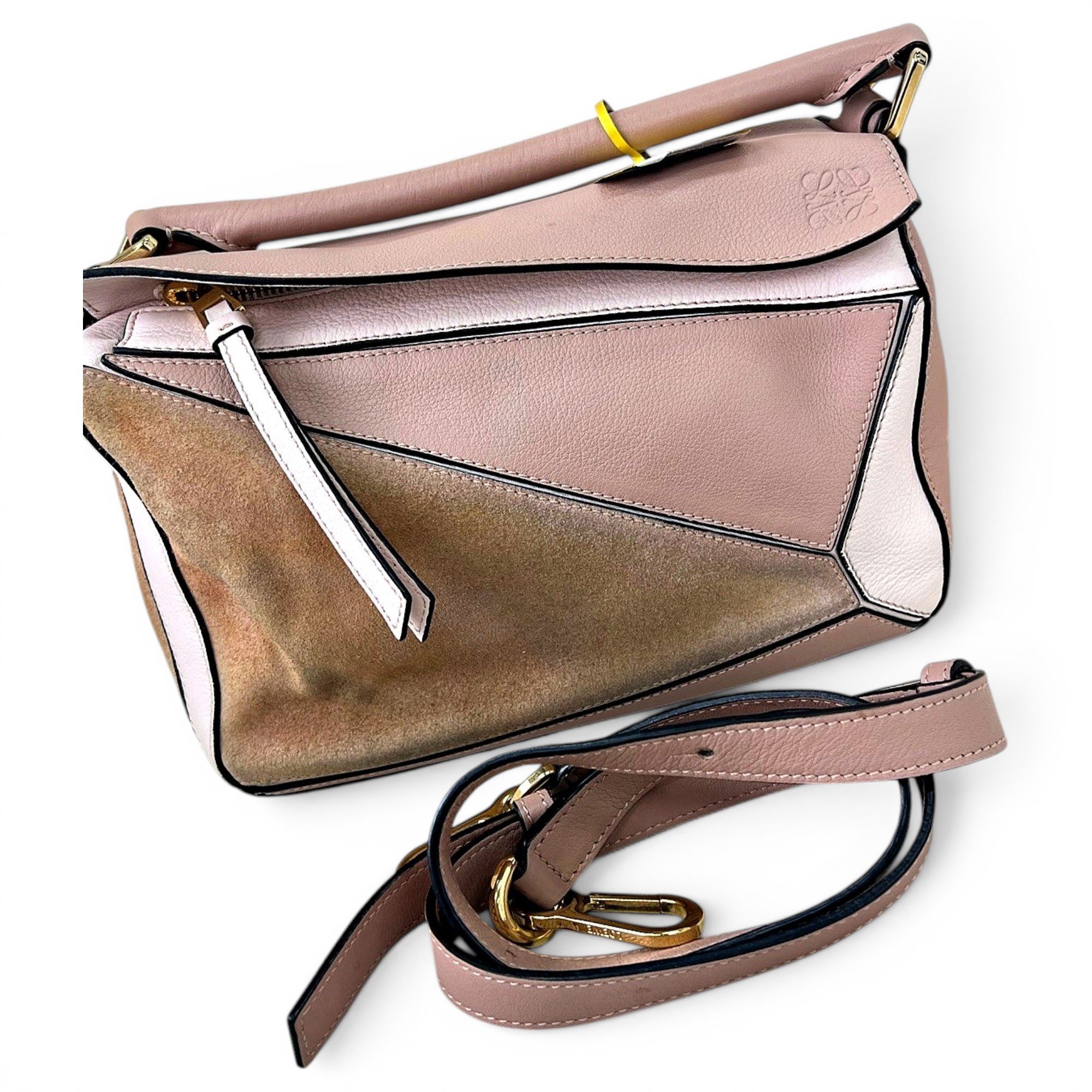 Puzzle leather handbag