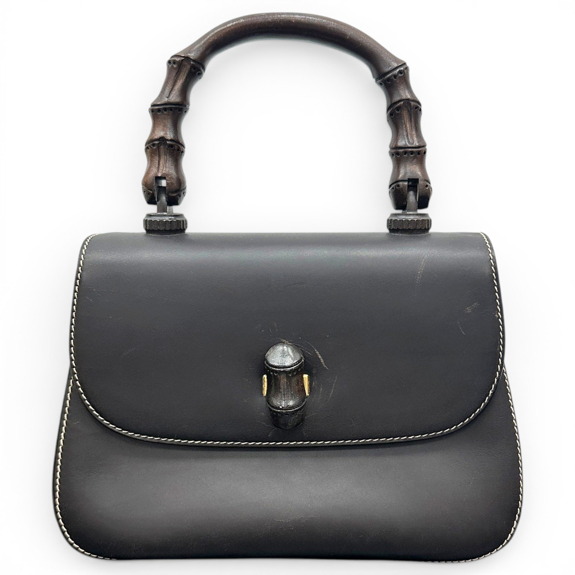 Convertible Bamboo Top Handle leather handbag