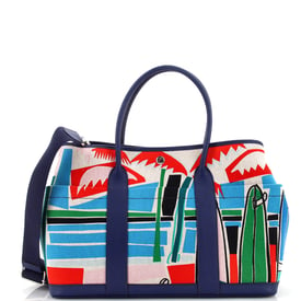 Hermes Sea, Surf \u0026 Fun Garden Party Tote Printed Toile and Leather 36