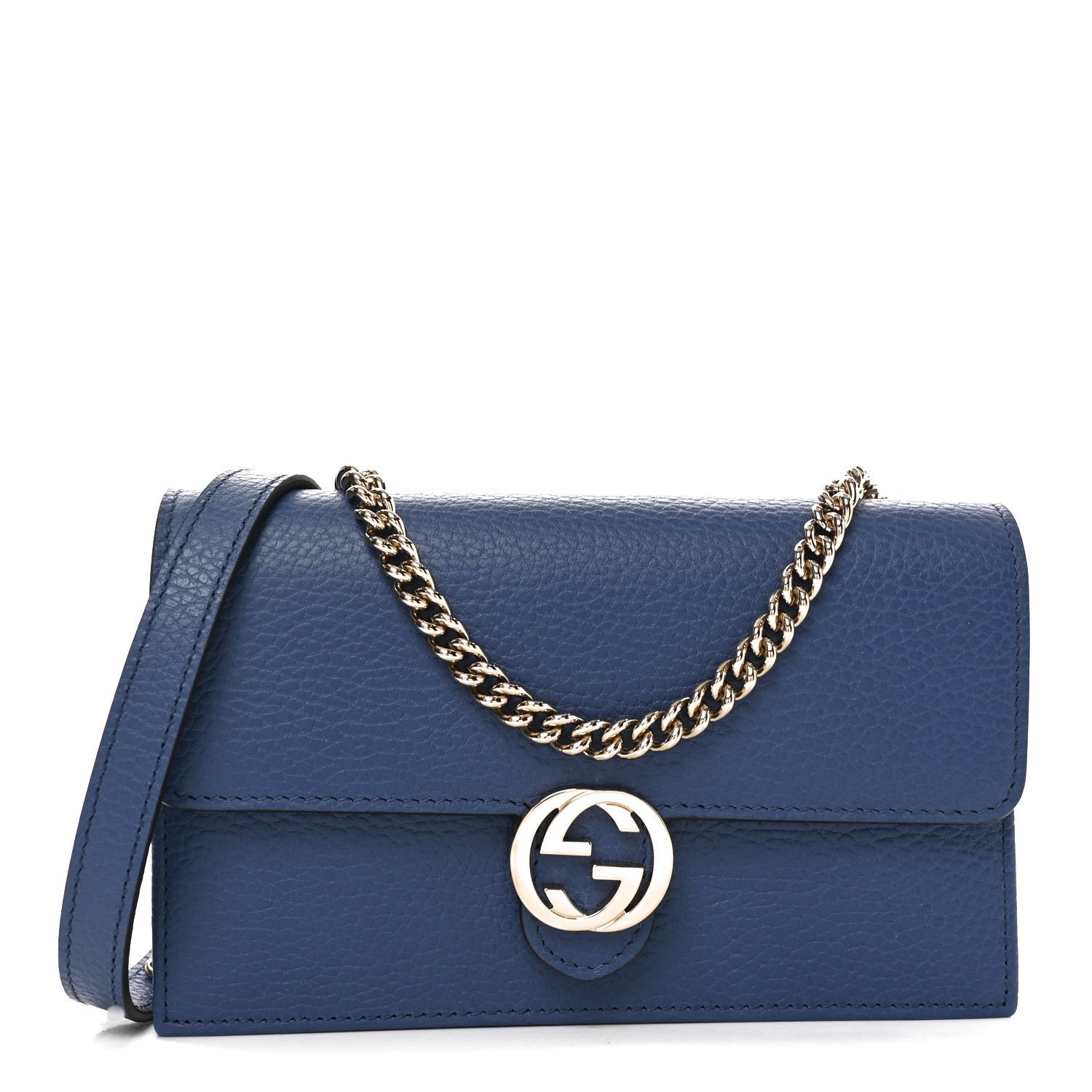 Gucci Dollar Calfskin Interlocking G Chain Wallet Caspian