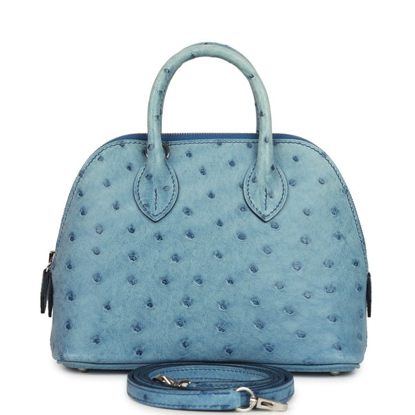 Hermes Hermes 1923 Bolide Mini Bleu Royal Ostrich Palladium Hardware