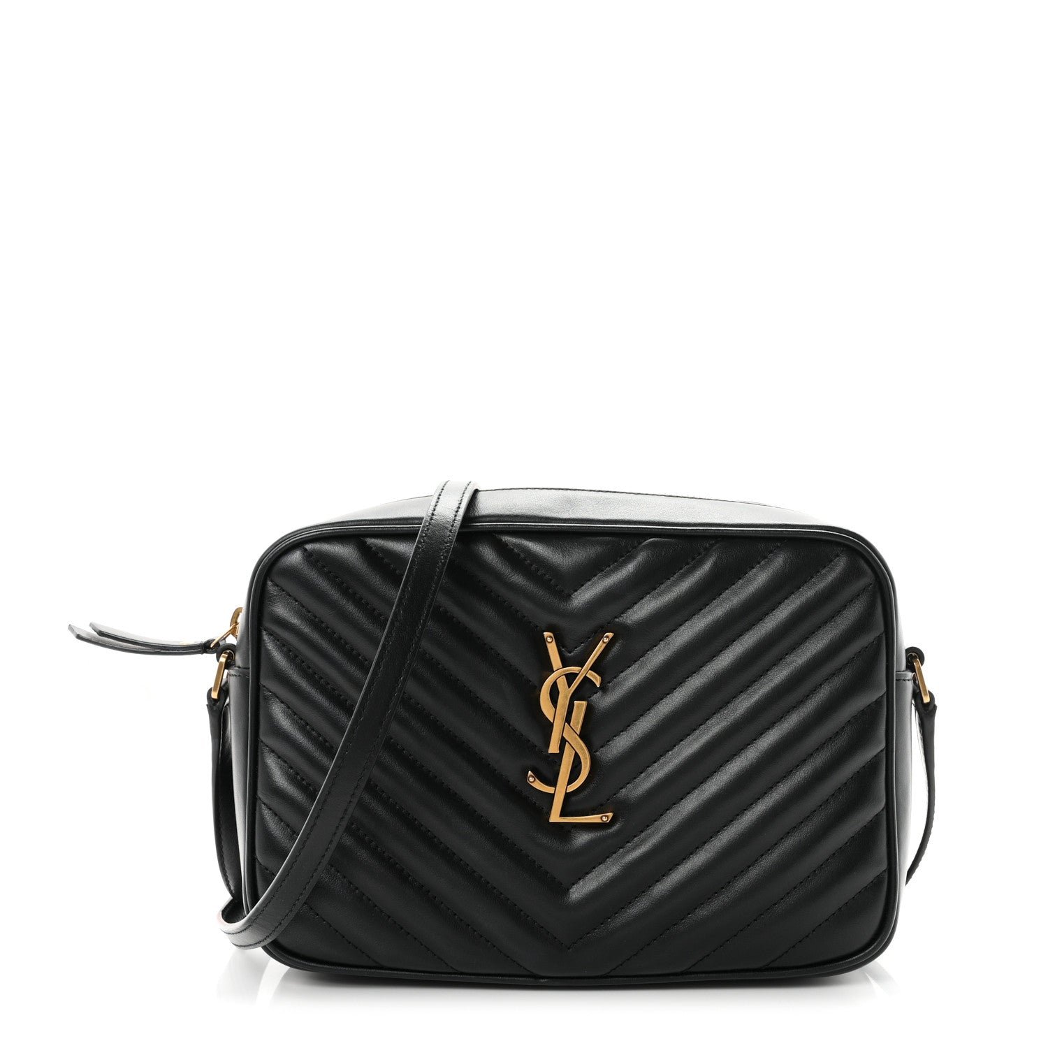Saint Laurent Calfskin Matelasse Monogram Lou Camera Bag Black