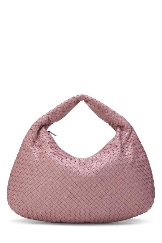 Pink Intrecciato Leather Veneta Hobo Large