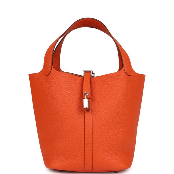 Hermes Hermes Picotin Lock 22 Tangerine Clemence Palladium Hardware