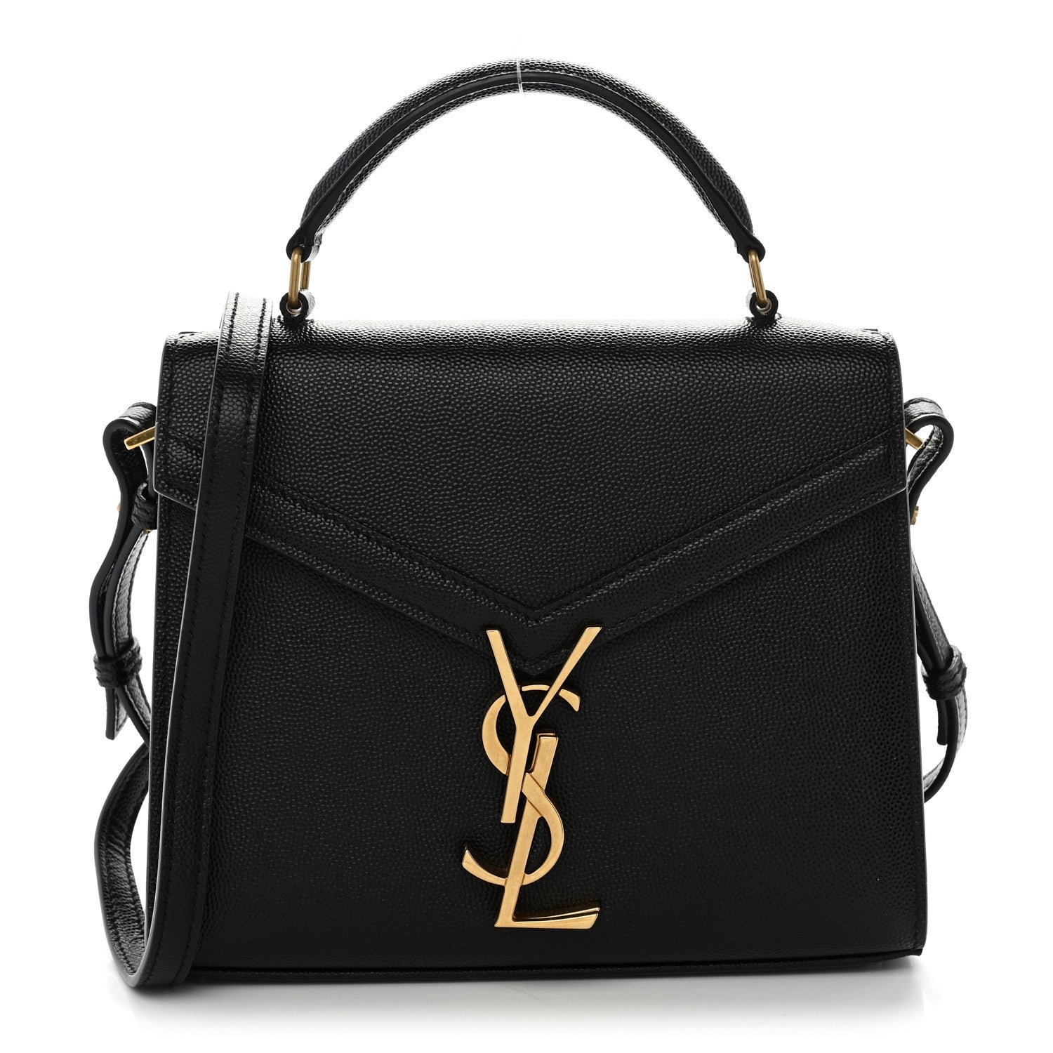Saint Laurent Grain de Poudre Mini Classic Monogram Cassandra Top Handle Black