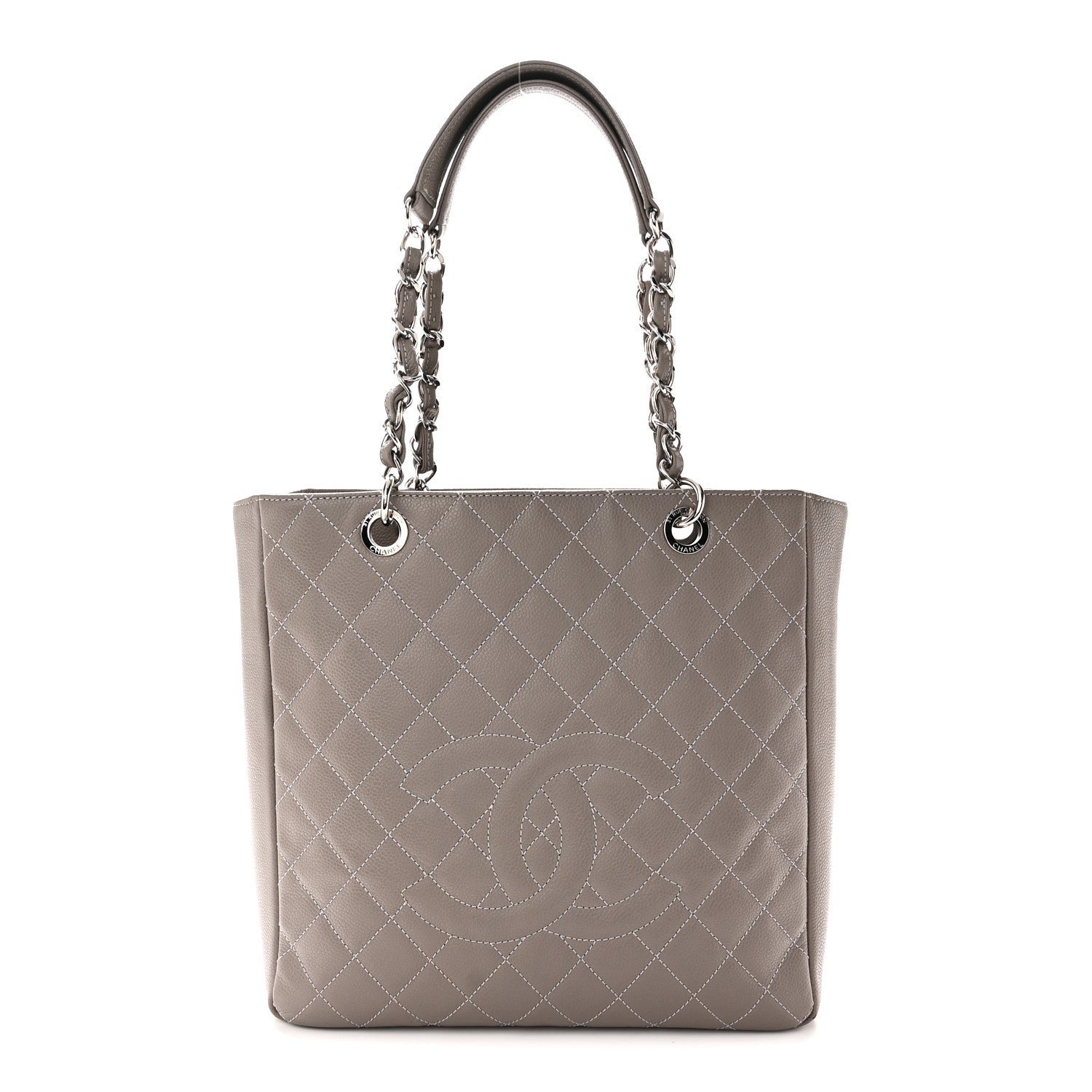 Chanel Caviar Quilted Vertical Grand Shopping Tote GST Grey