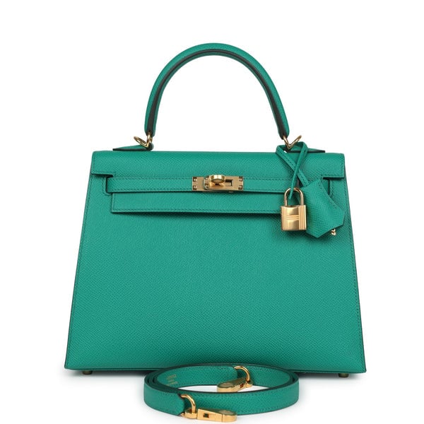 Hermes Hermes Kelly Sellier 25 Vert Jade Epsom Gold Hardware