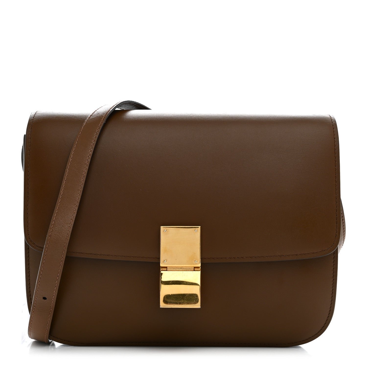Celine Box Calfskin Medium Classic Box Flap Bag Camel