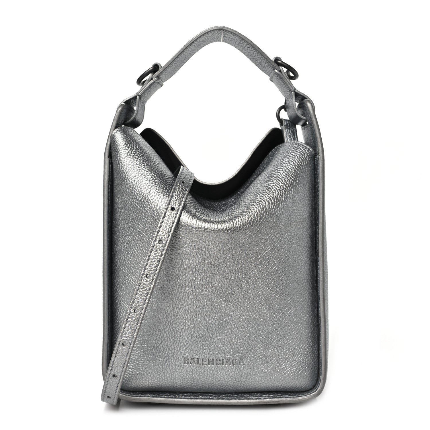 Balenciaga Metallic Calfskin XS Tool 2.0 North-South Tote Silver