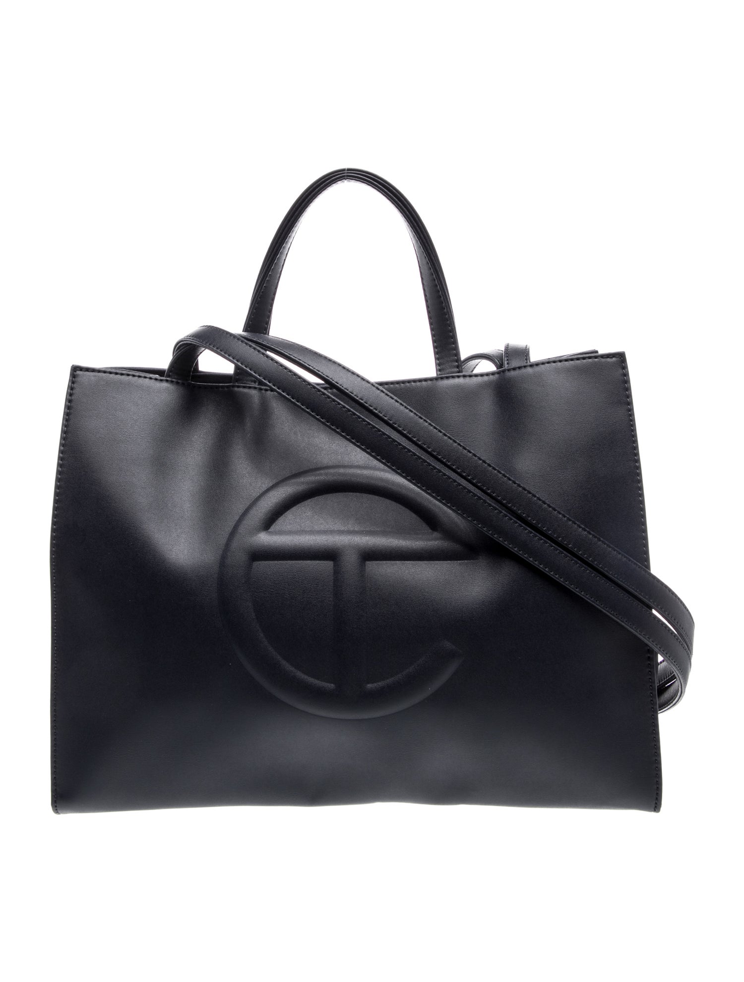 Vegan Leather Medium Navy Shopping Bag Medium