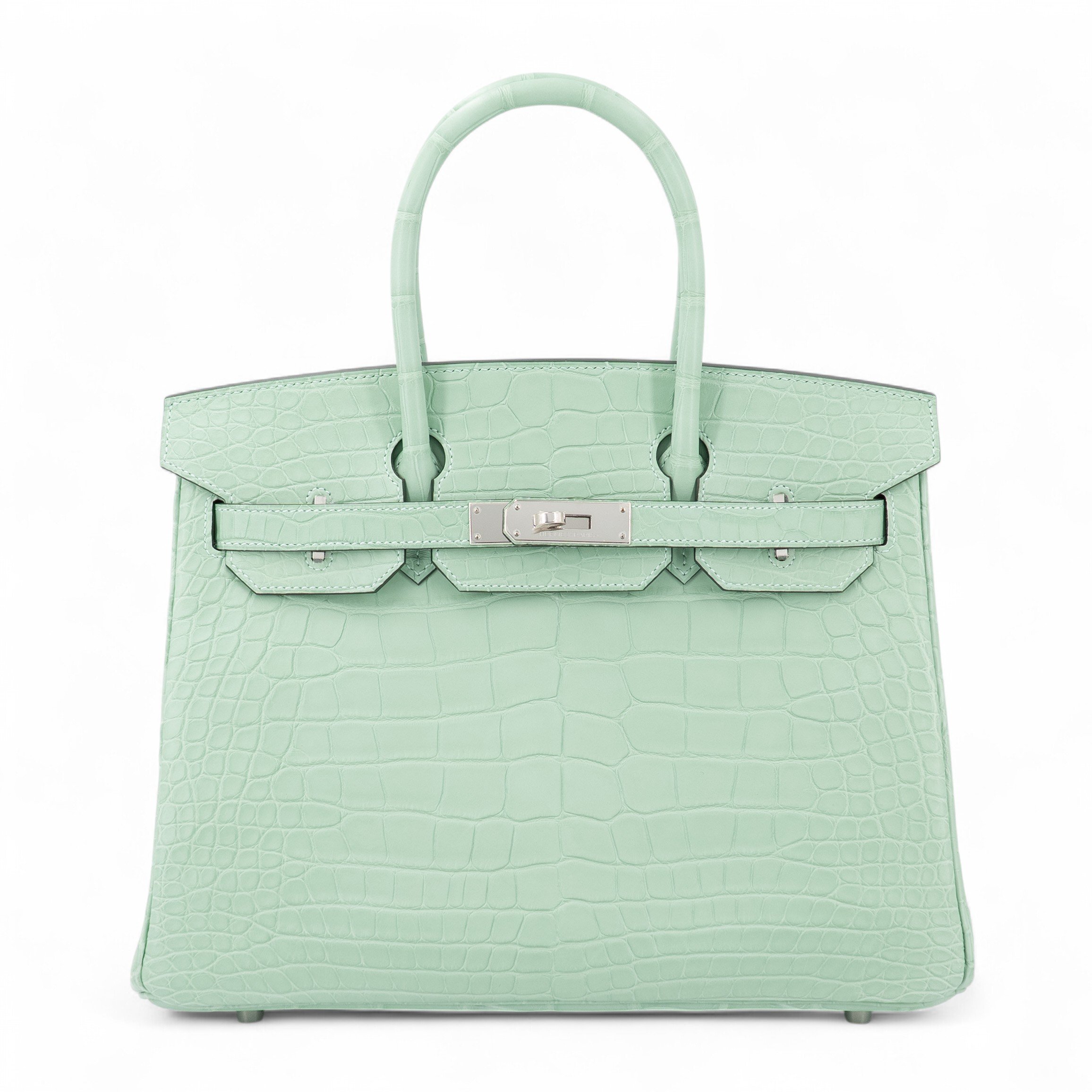 Hermes Unused ( Rank NS ) HERMÈS Birkin 30 Vert d’Eau (6U) Matte Alligator Gold hardware Z (2021)