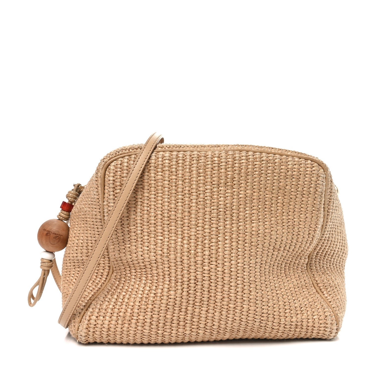 Loro Piana Loro Piana Cotton Raffia Puffy Pouch Clutch Bag