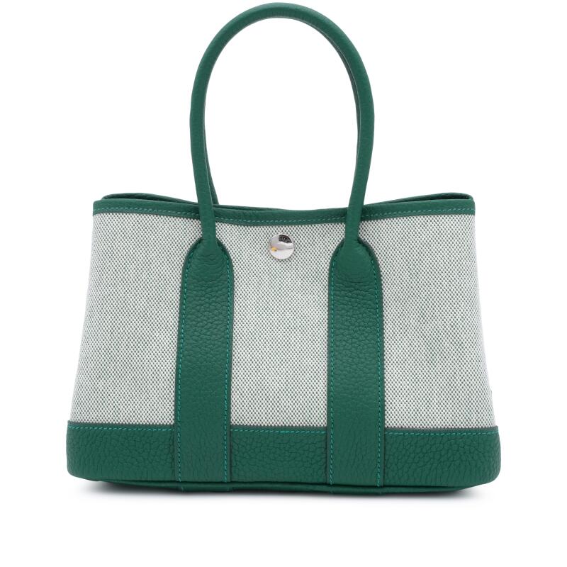 Hermes Vert Moyen Negonda and Ecru Toile H Neo Garden Party 23 Palladium Hardware, 2025
