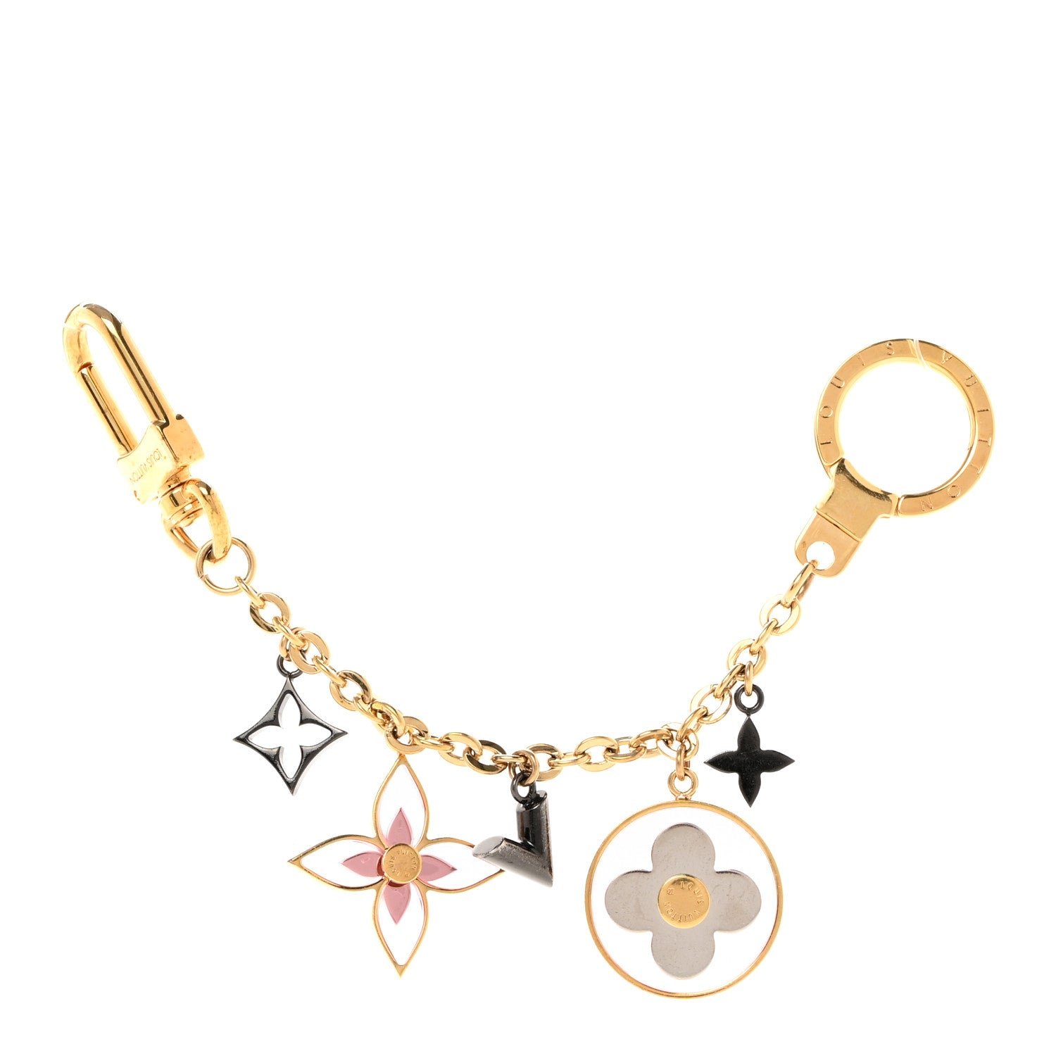 Louis Vuitton Brass Monogram Blooming Flowers Bag Charm Key Holder Rose Ballerine