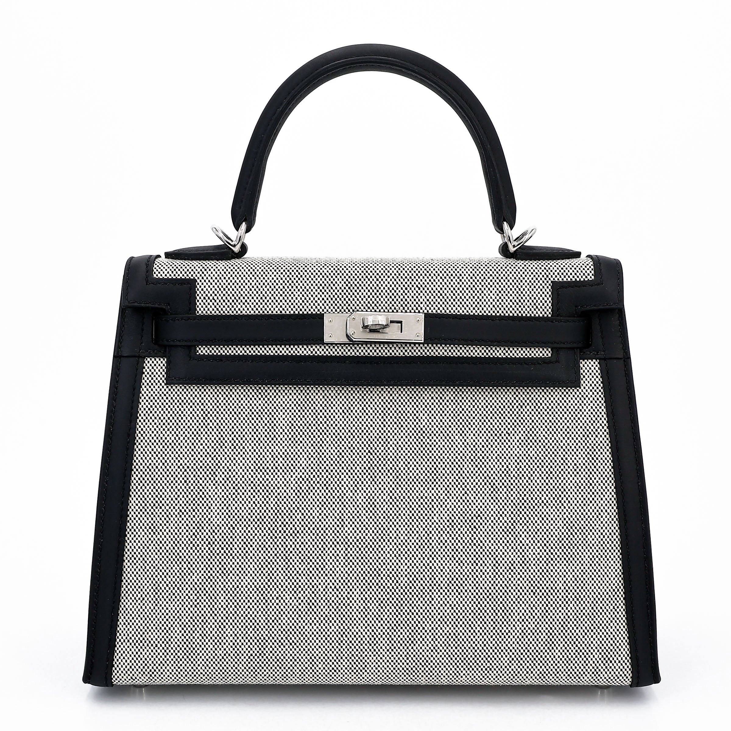 Hermes Brand New ( Rank N ) HERMÈS Kelly 25 Sellier Noir (89) Canvas Swift Palladium hardware K (2025)