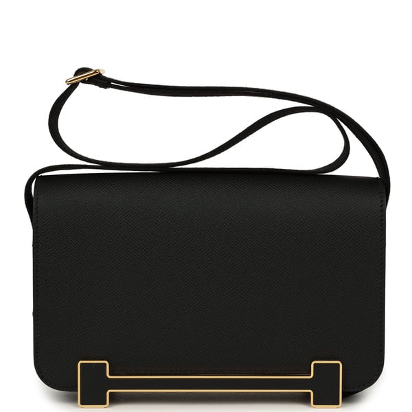 Hermes Geta Slim Bag Black Epsom Gold Hardware