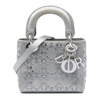 Mini Satin Cannage Crystal Embellished Lady Dior
