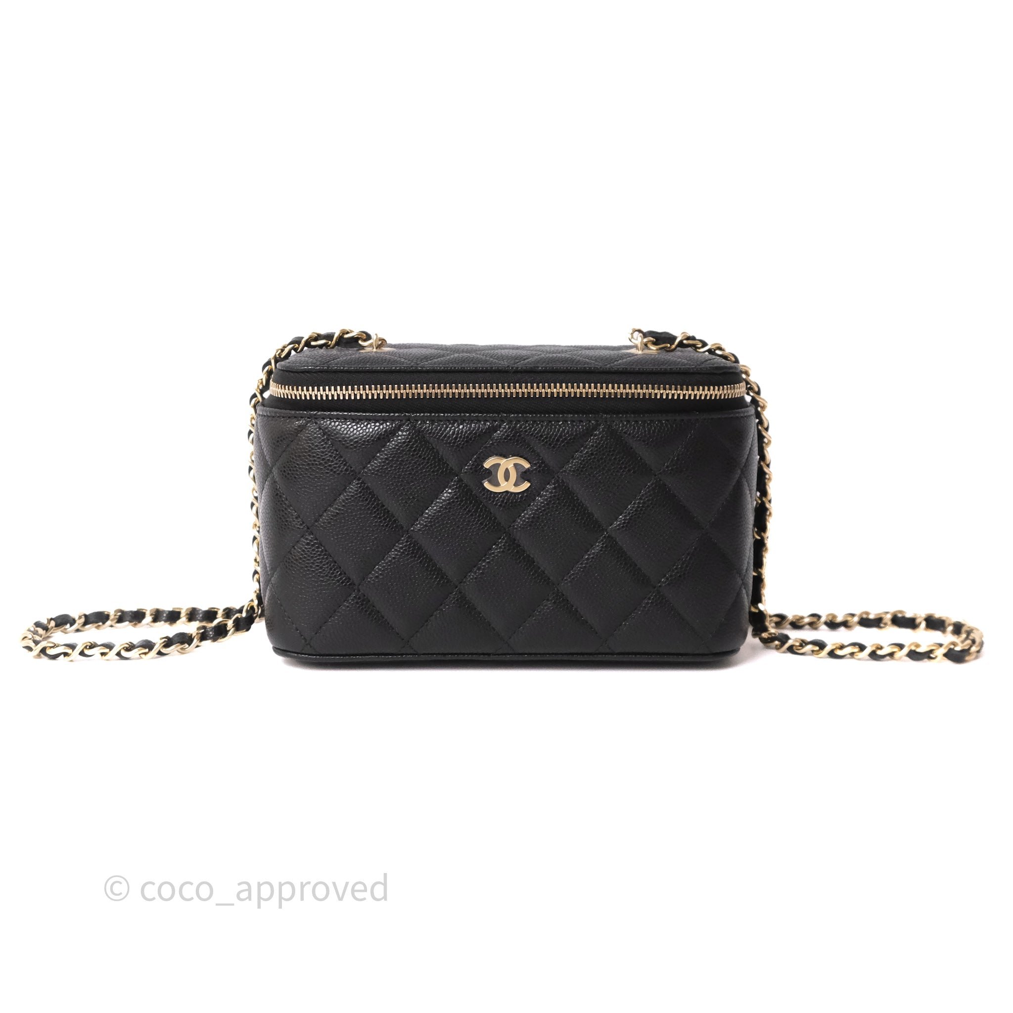 Chanel Vanity With Chain Black Caviar Gold Hardware