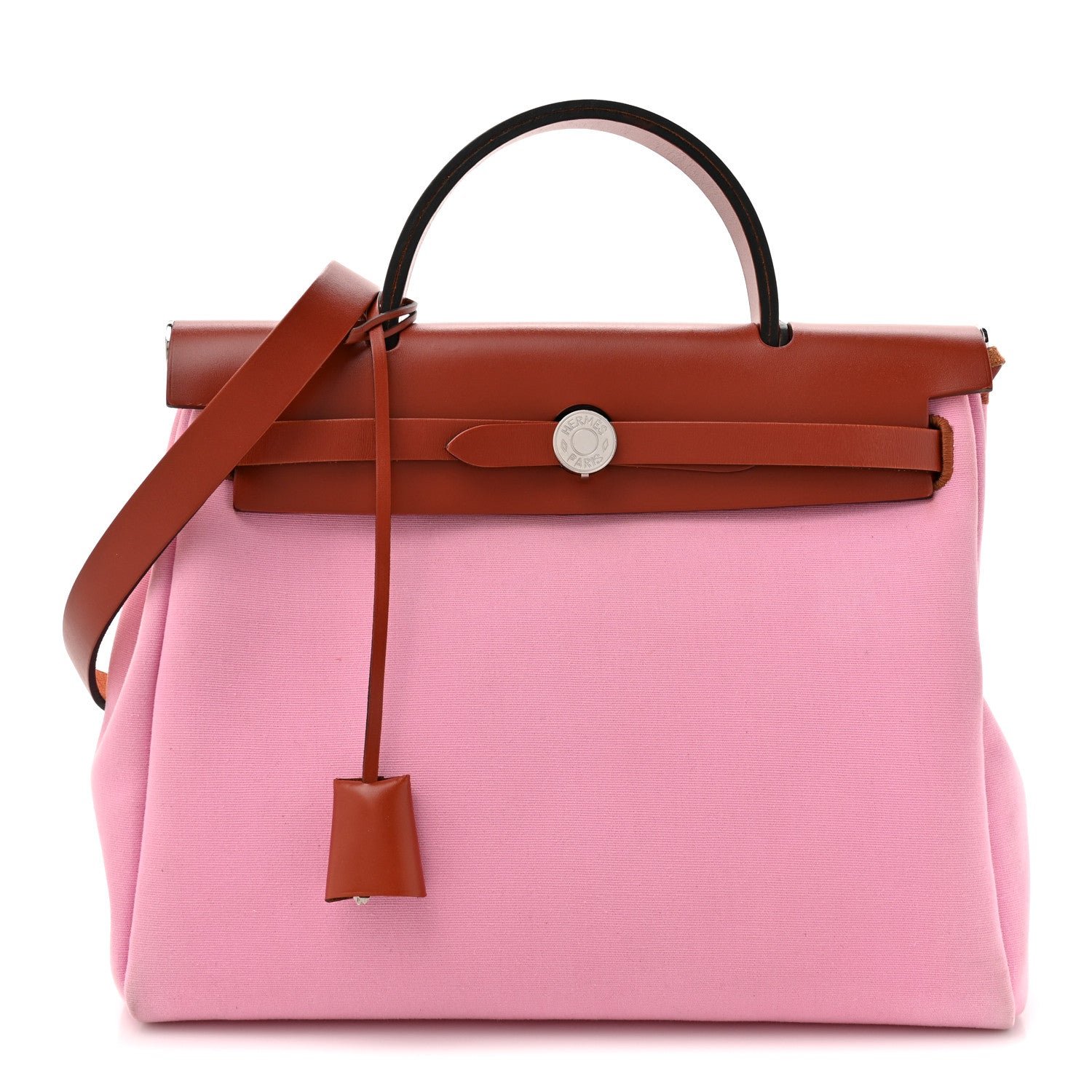Hermes Military Toile Vache Hunter Herbag Zip Retourne PM 31 Bubblegum