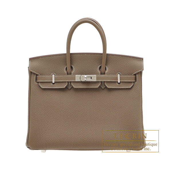 Hermes Birkin bag 25 Etoupe grey Togo leather Silver hardware