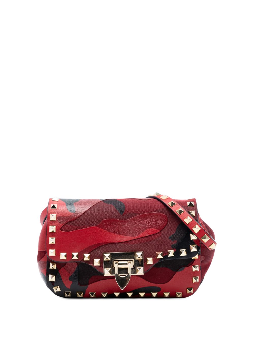 Valentino Garavani 2000-2017 Mini Nappa and Canvas Camouflage Rockstud Flap crossbody bag