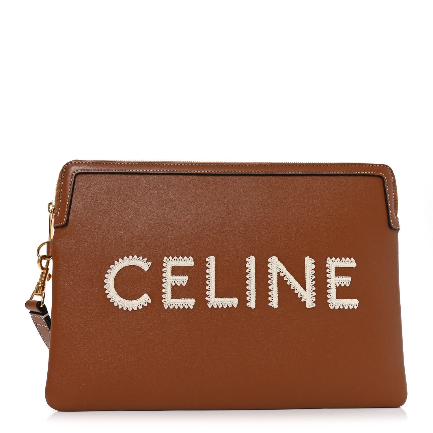 Celine Smooth Calfskin Small Pouch With Strap Tan