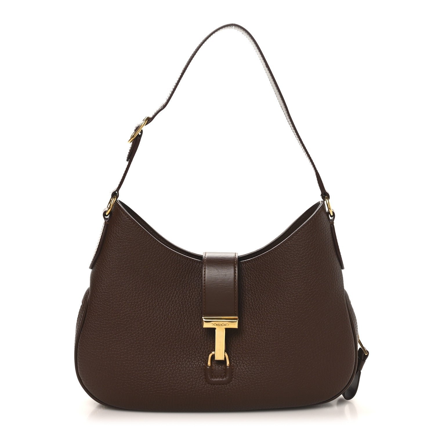 Tom Ford Pebbled Calfskin Monarch Hobo Bag Saddle Brown