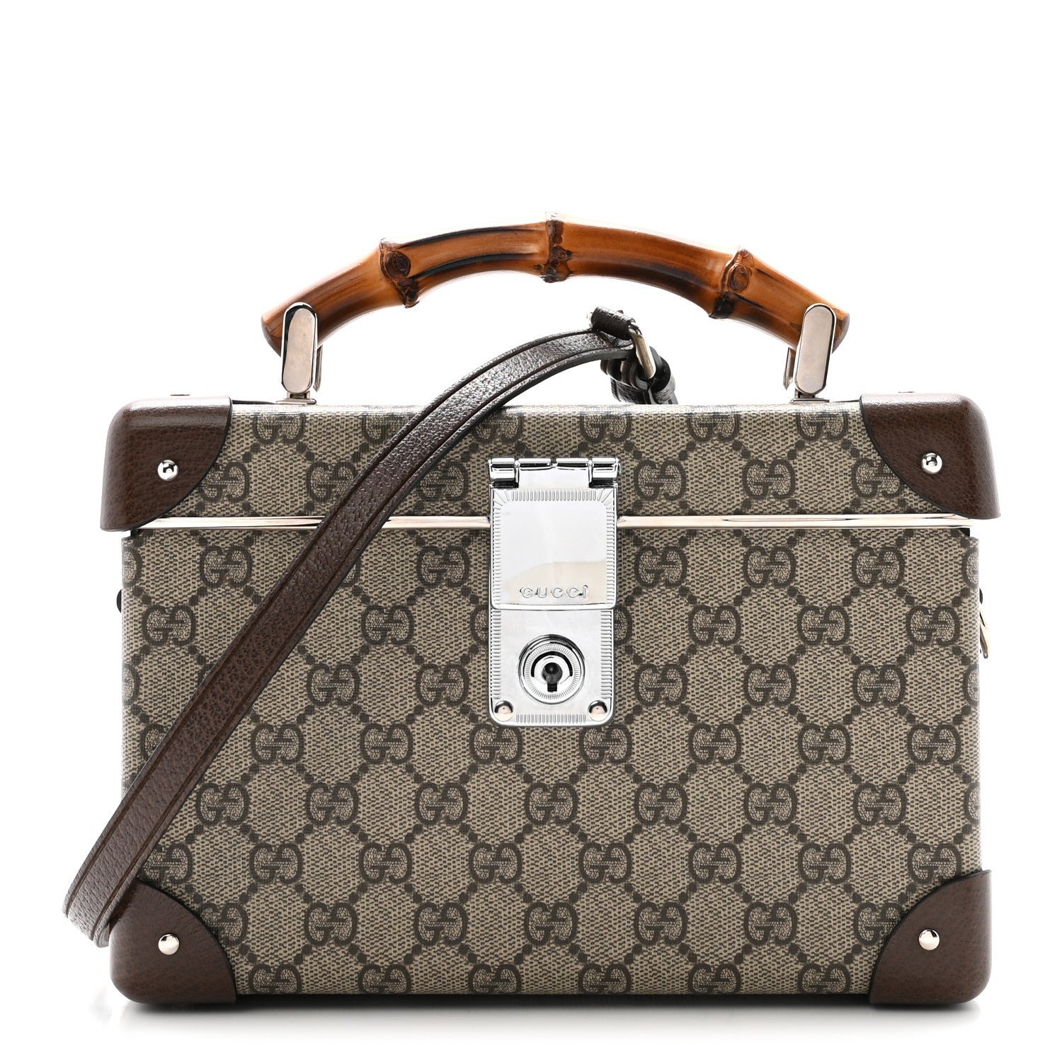 Gucci GG Supreme Monogram Globe-Trotter Beauty Case Brown