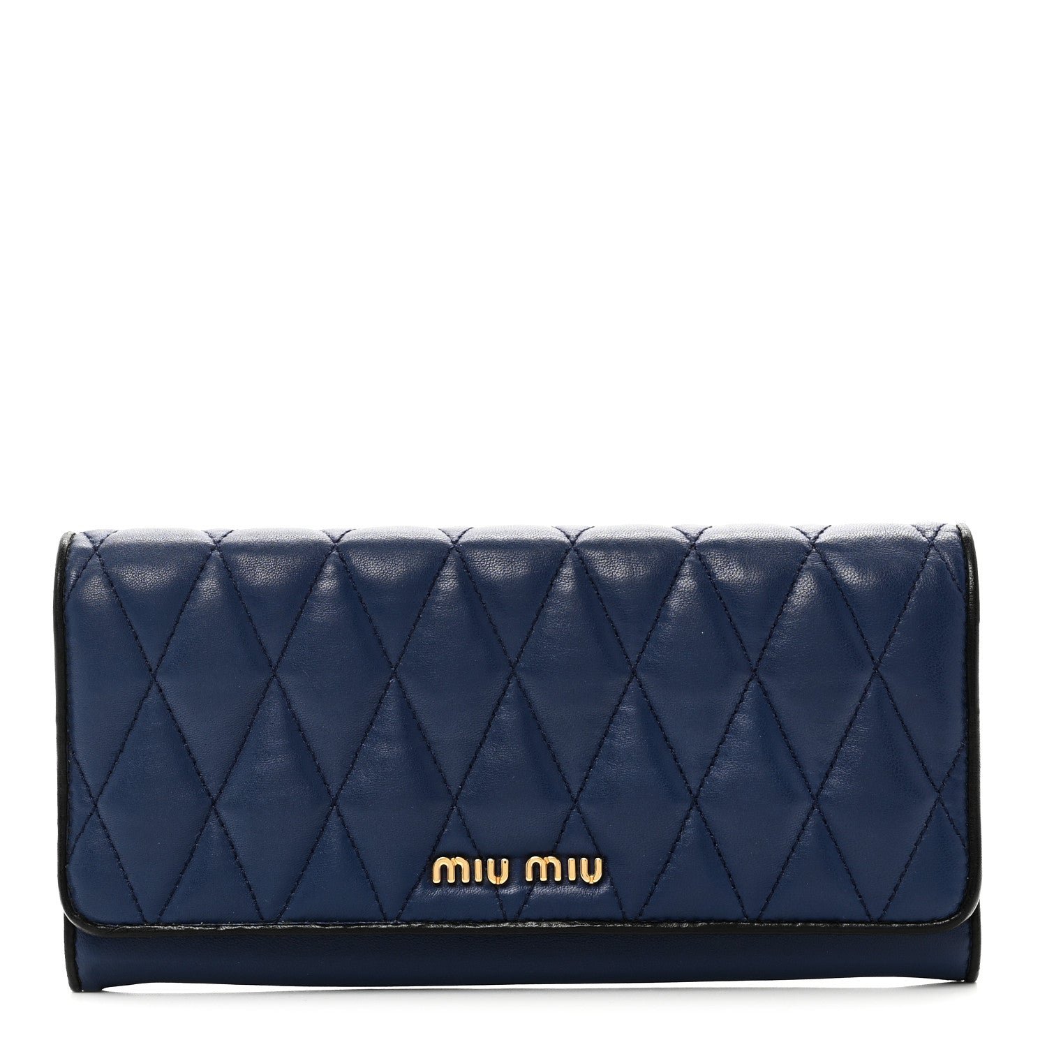 Miu Miu Nappa Quilted Flap Wallet Inchiostro