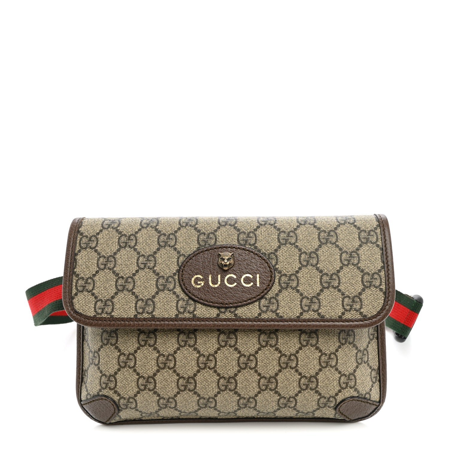 Gucci GG Supreme Monogram Neo Vintage Web Belt Bag Brown