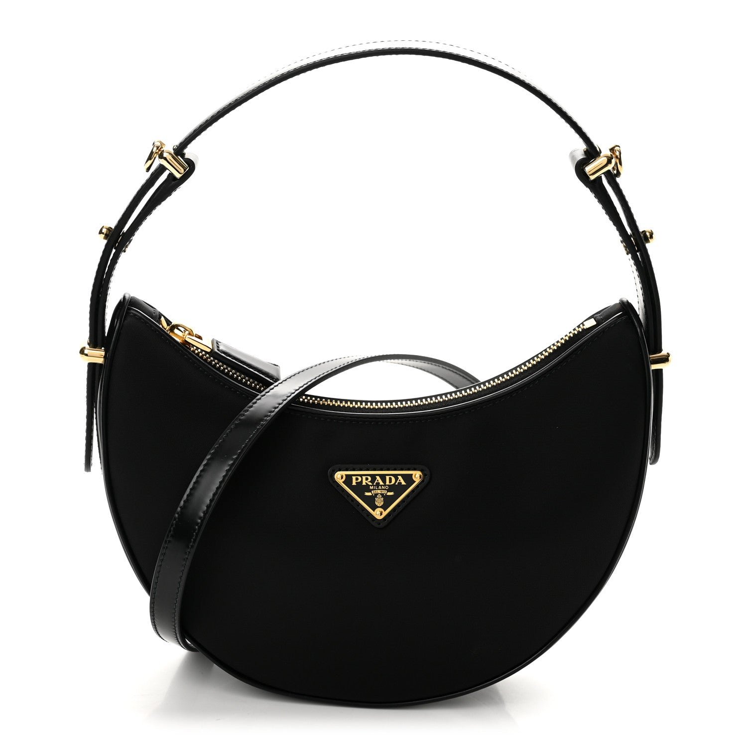 Prada Re-Nylon Spazzolato Arque Shoulder Bag Black