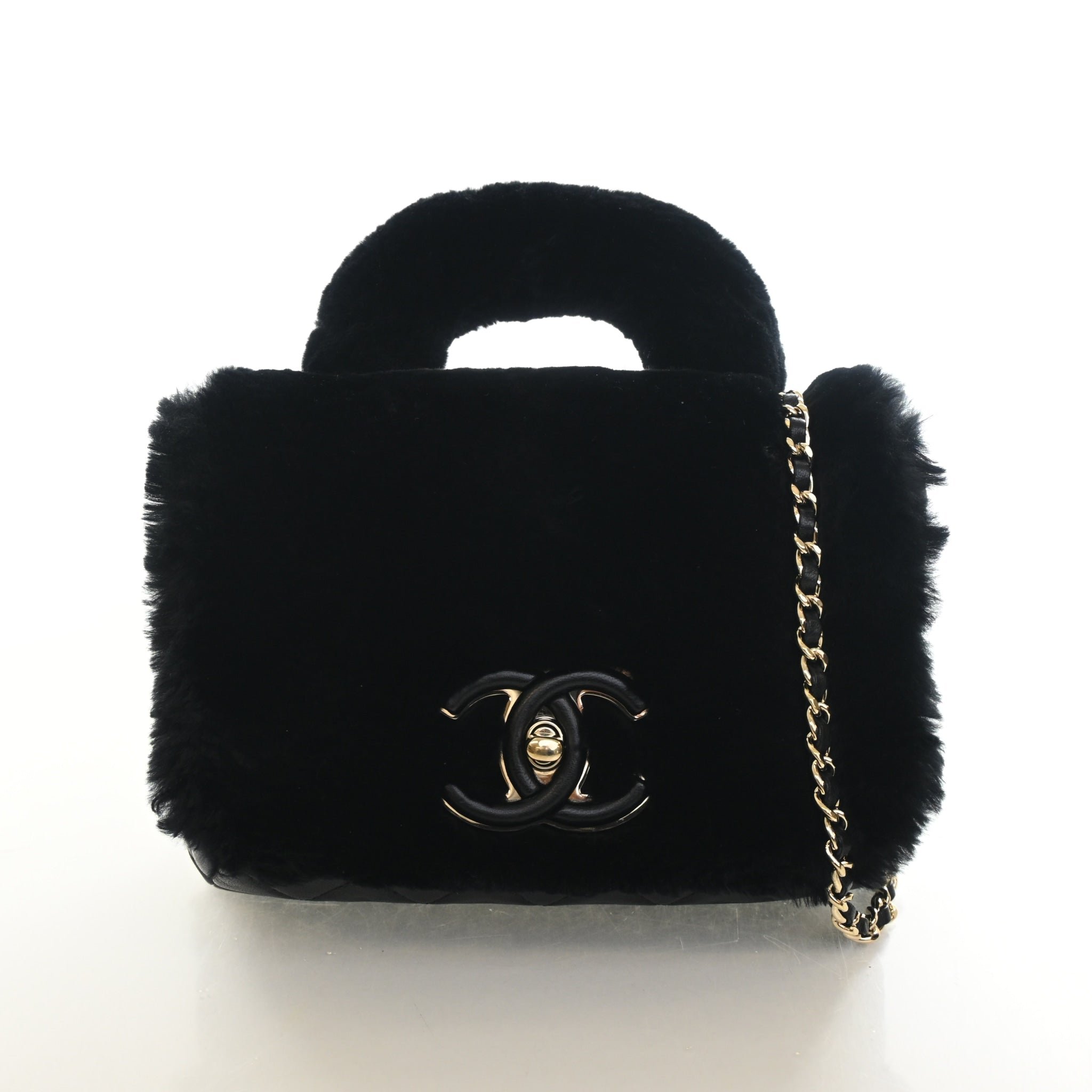 Chanel Shearling Oryalg Top Handle Flap Bag