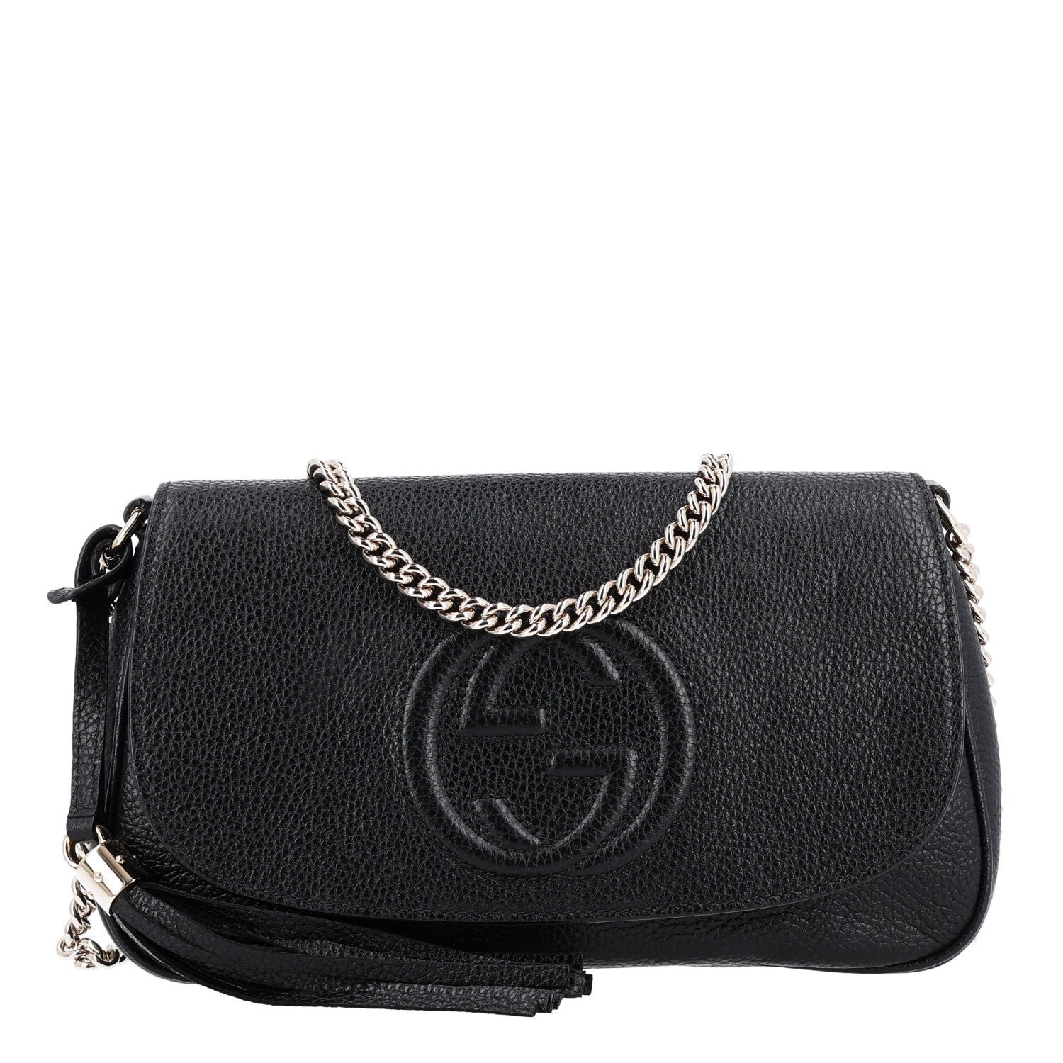 Gucci Pebbled Calfskin Medium Soho Flap Crossbody Black