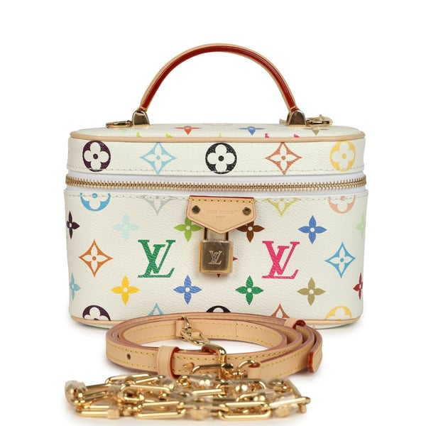 Louis Vuitton Louis Vuitton X Takashi Murakami Vanity Chain Pouch White Multicolor Monogram Gold Hardware