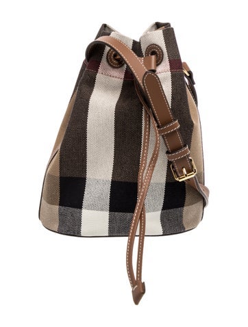 Burberry Mega Check Drawstring Bucket Bag Small