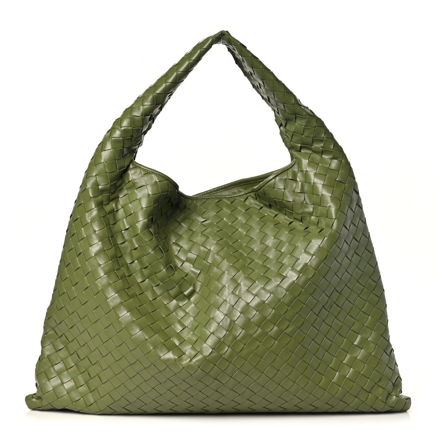 Bottega Veneta Calfskin Intrecciato Large Hop Matcha